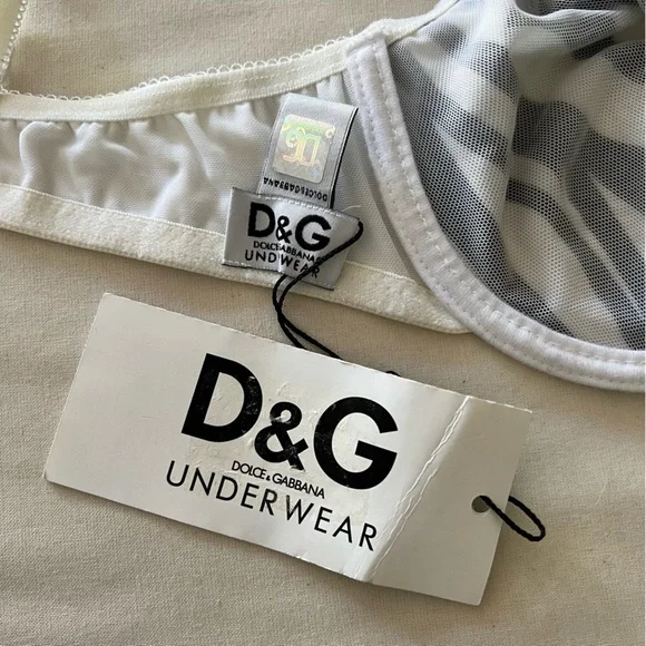 Vintage 90s Dolce & Gabbana Bra in Zebra Print w/ Logo - Picture 8 of 15